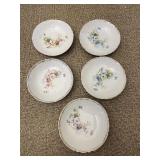 Group of 5 Small Dessert Bowls Flower Theme