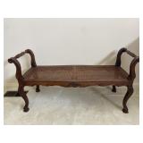 Vintage French Style Cane Bottom Wood Bench