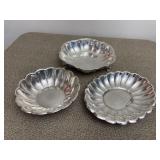 Set of 3 Silver Tone Serving Dish Candy Bowls