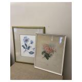 Floral Prints Set of 2 Rose & Blue Flower