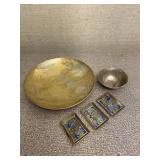 Brass Metal Bowls & Small Trays Set of 5