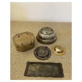 Group of 5 Small Metal Ashtrays Trinket Box Bowl
