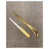 Set of 2 Brass Marked Letter Openers Vintage