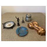 Group of 6 Small Metal Home Decor Ashtrays Lobster