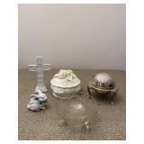 5 Small Home Decor Trinkets Bunny Cross Bowl