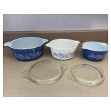 Pyrex Vintage Blue & White Bowls Set of 3