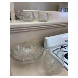 Clear Glass Bowl Pitcher Cream & Sugar Bowl Set