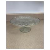 Cake Dessert Serving Platter Clear Cut Glass