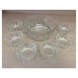 Large Clear Glass Salad Bowl Set of 7