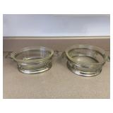 Set of 2 Clear Serving Dishes with Silver Tone