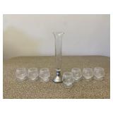 Brandy Decanter & Set of 7 Glasses Vintage Barware
