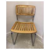 Vintage Wood Slat Chair Metal Frame MCM