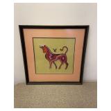 Embroidered Red Taurus Bull Vintage Wall Hanging