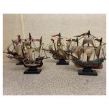 Small Wooden Ship Fleet Set of 4 Nina Pinta