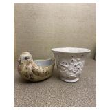 Small Bird & Bowl Home Decor Set of 2