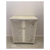 Vintage White Wicker Clothes Hamper