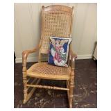 Old Wooden Cane Back & Bottom Rocking Chair