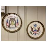 Set of 2 Round Eagle Liberty Bell Needle Point