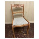Wood Rose Back Chair Acorn Seat Vintage