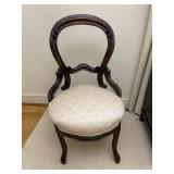 Balloon Back Parlor Chair Off White Round Seat