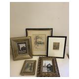 Group of 5 Small Prints & Frames