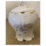 Weimar Germany Porcelain Biscuit Jar Floral Accent