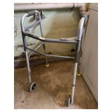 Folding Metal Walker with Wheels Mobility Aid
