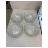 Set of 4 Clear Cut Glass Salad Bowls