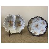 Pair of 2 Floral Serving Dishes Bowls Set