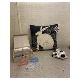 Bunny Rabbit Decor Pillow Candle Holders Etc
