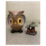 Owl & Mushroom Figurines Set of 2 Vintage