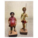 Don Quixote & Sancho Panza Wood Carved Figurines
