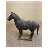 Black Metal Terra Cotta Horse Figurine Vintage
