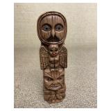 Small Brown Totem Pole Figurine 8"