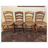 Set of 4 Round Cane Bottom Ladder Back Chairs