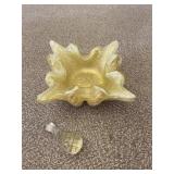 Yellow Gold Murano Style Art Glass Bowl & Pestel