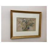 Gold Framed Vintage Floral Print Flower Bouquet