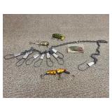 Vintage Fishing Lures (4) Metal Stringer Set