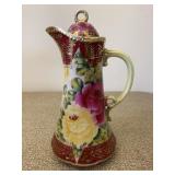 Vintage Nippon Style Floral Water Pitcher w/ Lid