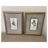 Set of 2 Botanical Flower Prints Gold Frame