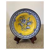 Sevilla Small Blue & Yellow Pottery Plate & Stand