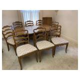 Solid Wood Dining Table Set 8 Chairs Vintage