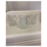 Clear Cut Glass Salt Cellars Set of 3
