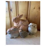 Set of 4 Bunny Rabbit Yard Ornaments Home Decor