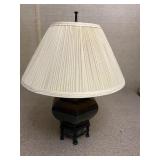 Short Dark Lamp with White Shade