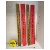 Set of 5 Old Advertising Rulers & Tape Measurer