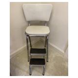 Vintage Metal 2 Step Stool Chair White Seat