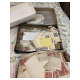 Box Lot Old Stamps Letters Mail Etc
