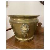 Brass Double Lion Head Planter Coal Bucket Vintage