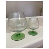 Green Stem Wine Bar Glasses Clear Set of 2